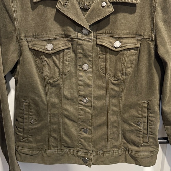 Liverpool Olive Green Night Button Front Trucker Denim Jacket Stretch Medium - Picture 3 of 9